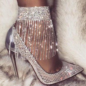 Rhinestone Tassel Anklet